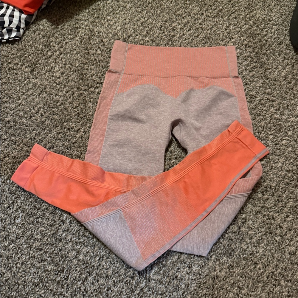 Gymshark Coral and Gray Leggings